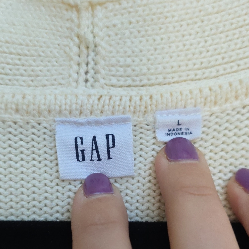 Striped Cream and Black Women's Sweater - Picture 4 of 5